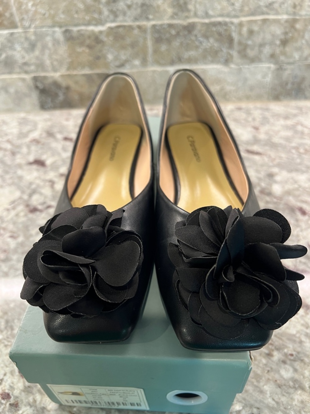 Black Floral Applique Ballet Flats - Women - Picture 4 of 5